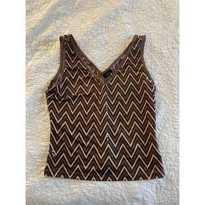 Aura Women's Brown and Black Sequin Tank Top
